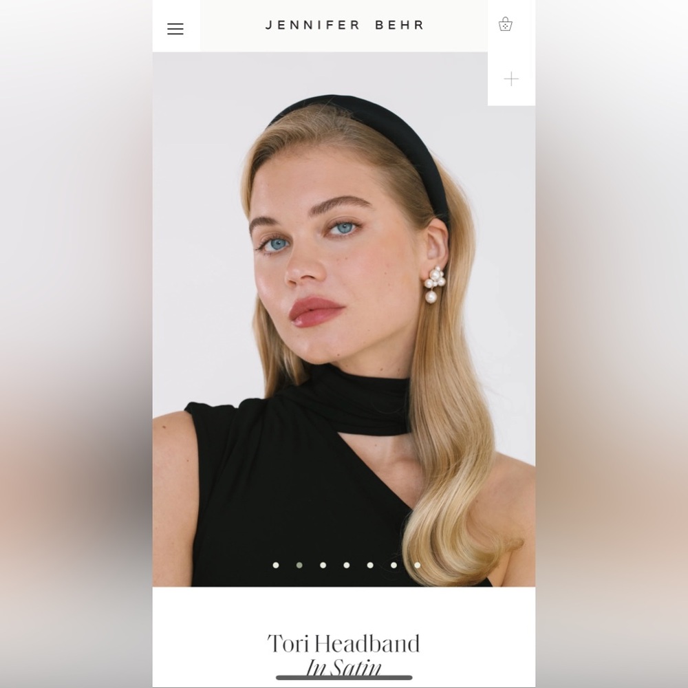 Jennifer Behr Tori Satin Black headband 🖤